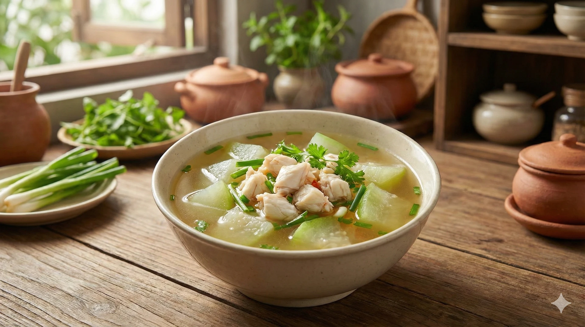 Bát canh cua bí đao nước trong, ngọt thanh, thơm lừng