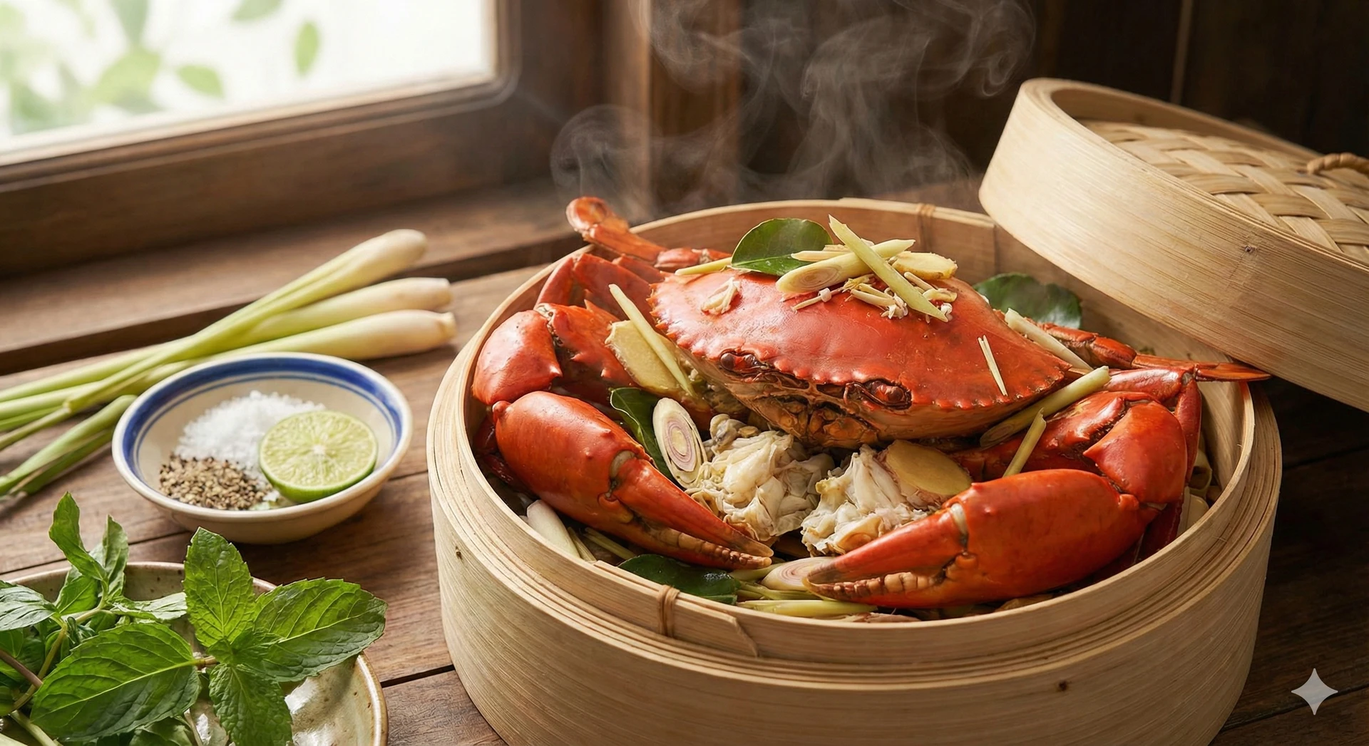 Đĩa cua hấp thơm ngon, ít calo, rất tốt cho sức khỏe và vóc dáng