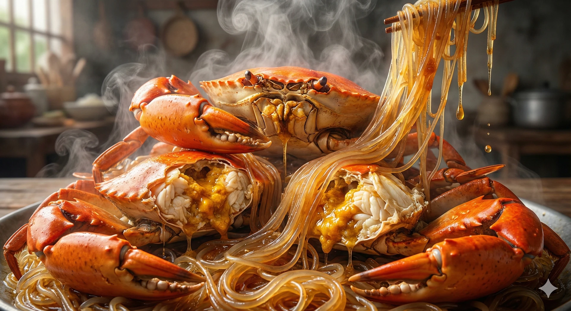 Miến xào cua biển tay cầm sợi dai, thịt ngọt