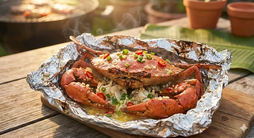 Grilled Crab in Foil