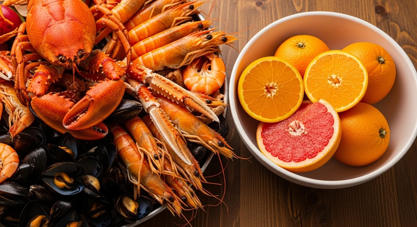 Kết hợp hải sản và trái cây chua ngay lập tức