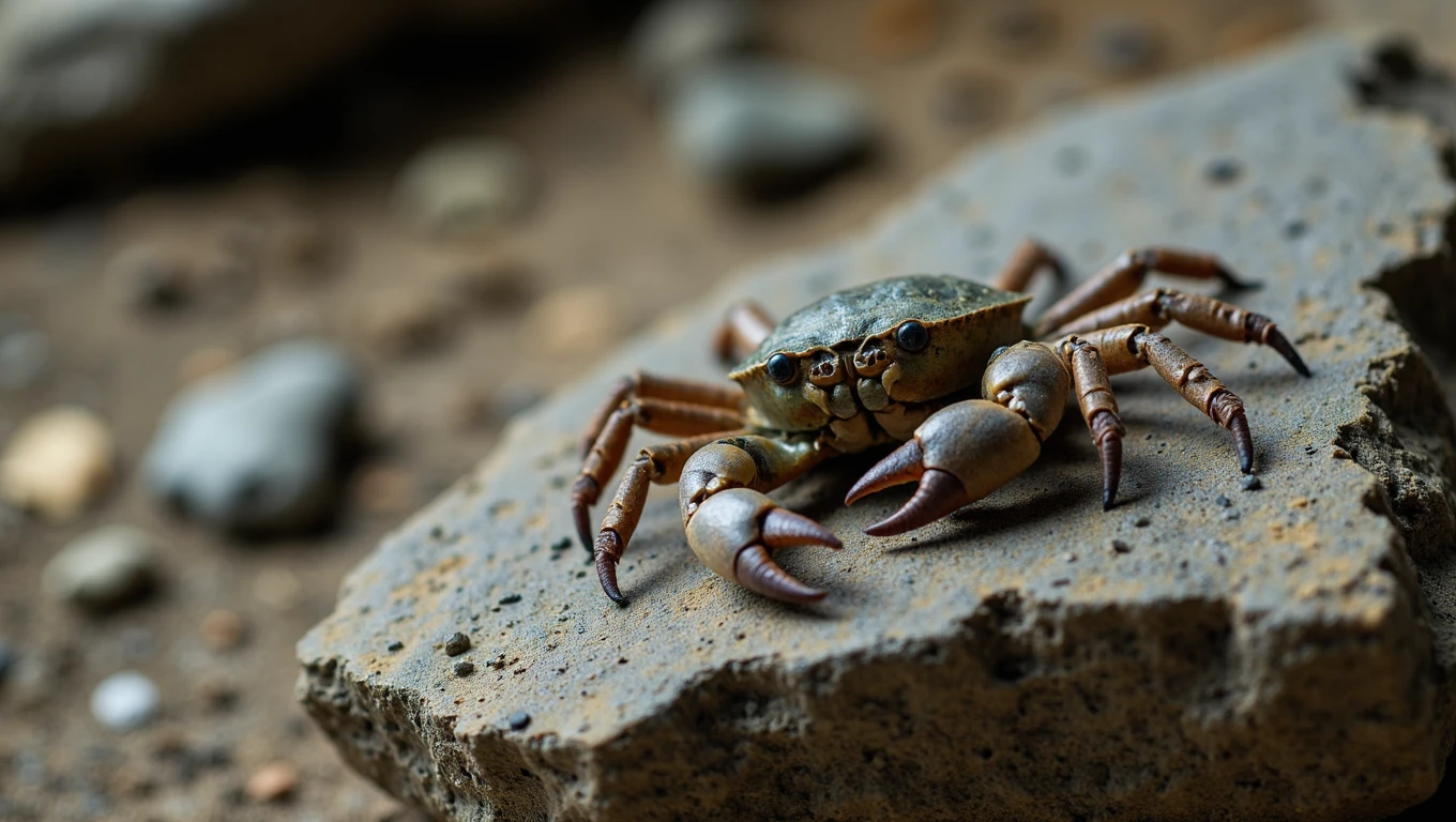 Fossilized crab embedded in ancient rock formation