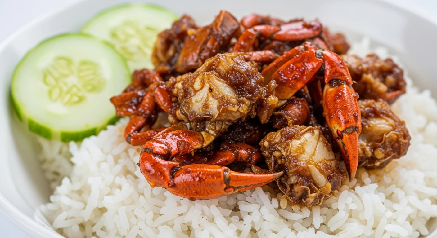 Đĩa cơm trắng nóng hổi bên cạnh ba khía rang me