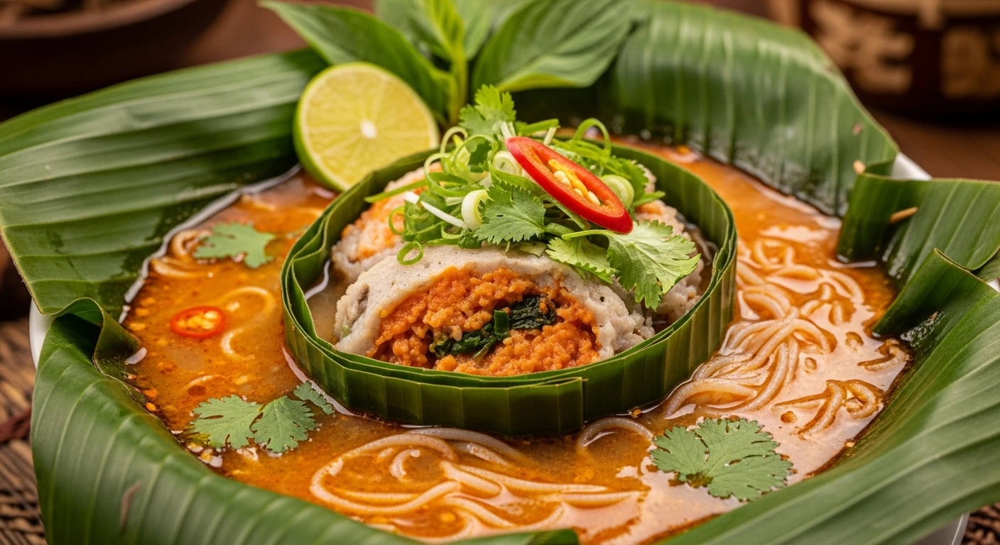 Bánh canh chả cua hấp lá chuối thơm ngon