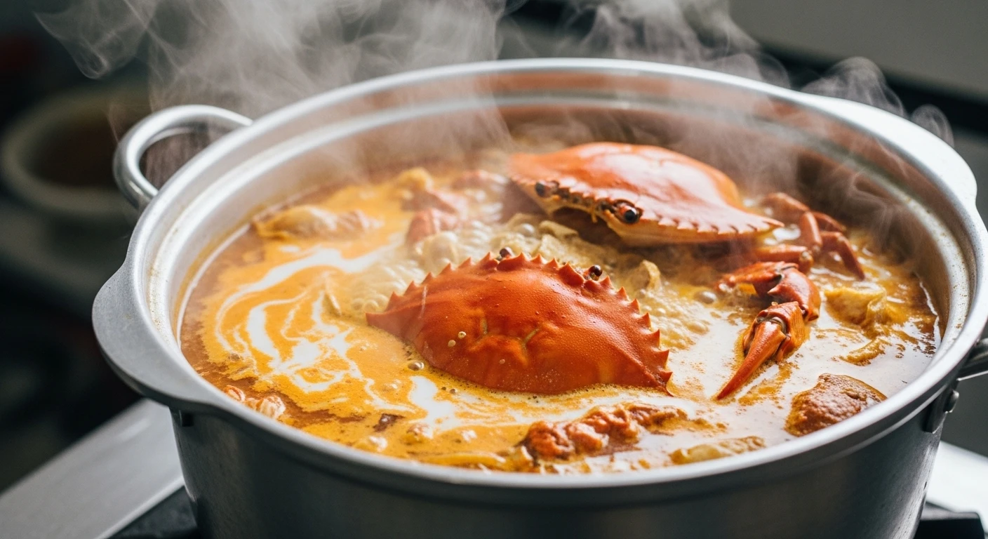 Nồi nước lèo bánh canh cua đồng sánh mịn