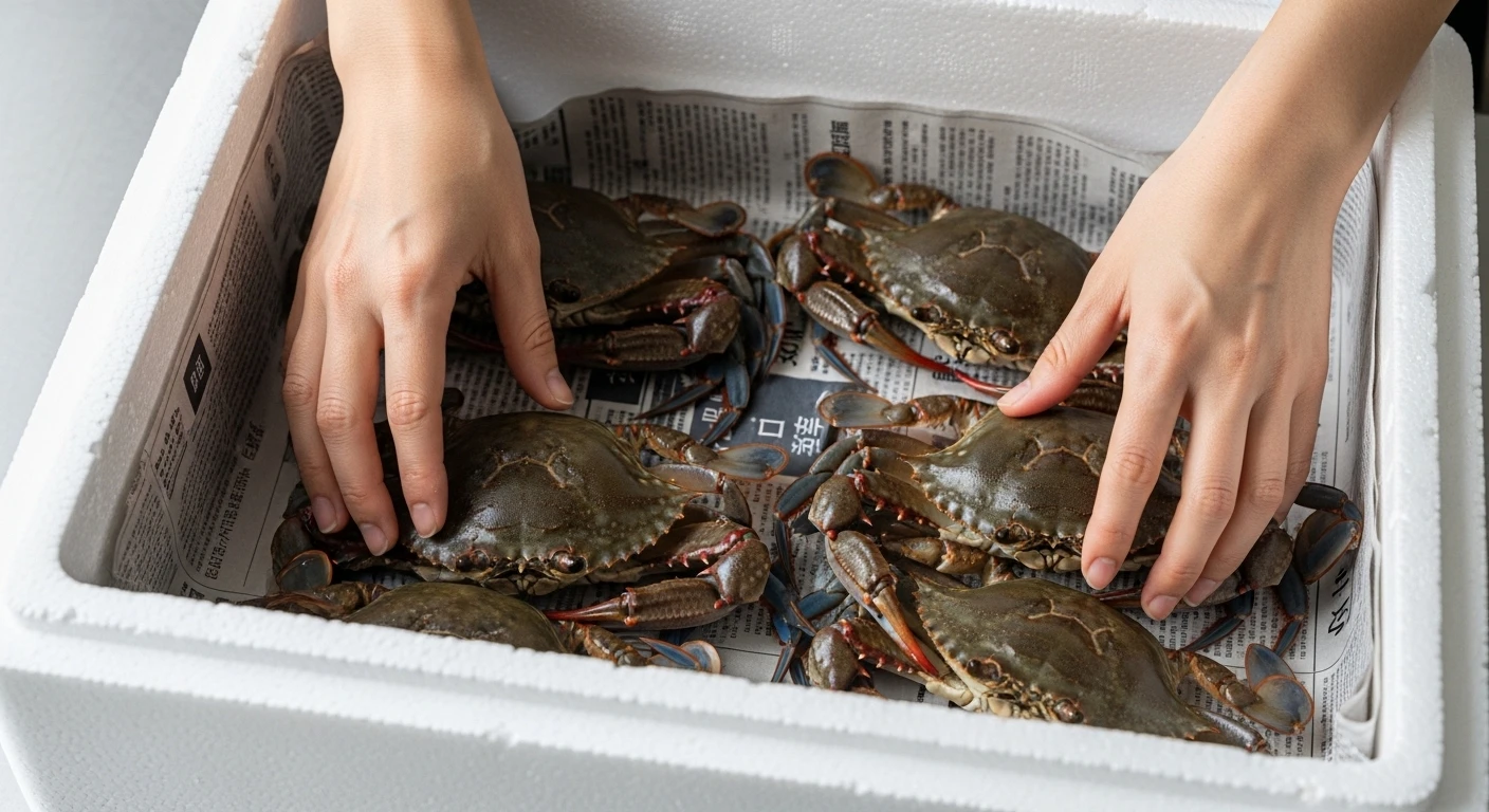 Bước 3: Đặt ghẹ vào thùng