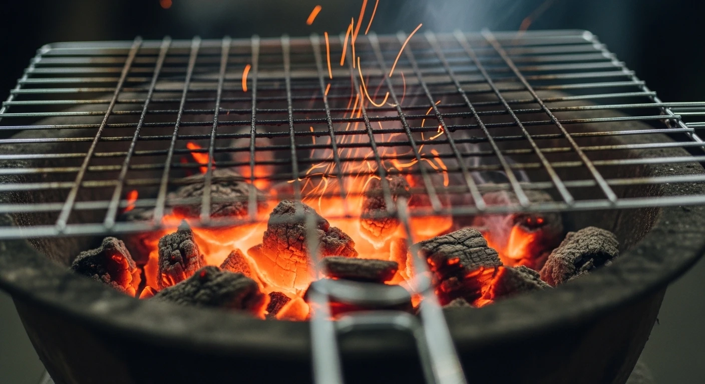 Bếp than hồng rực để nướng bề bề