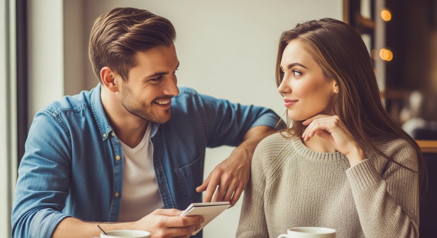 Chàng trai đang hỏi ý kiến cô gái về món ăn yêu thích