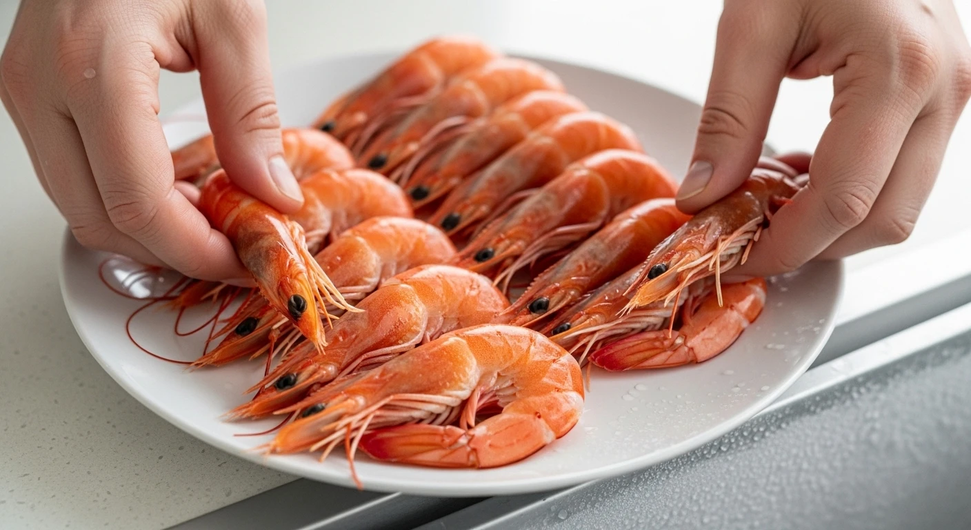 Tôm được đặt trong ngăn đá tủ lạnh