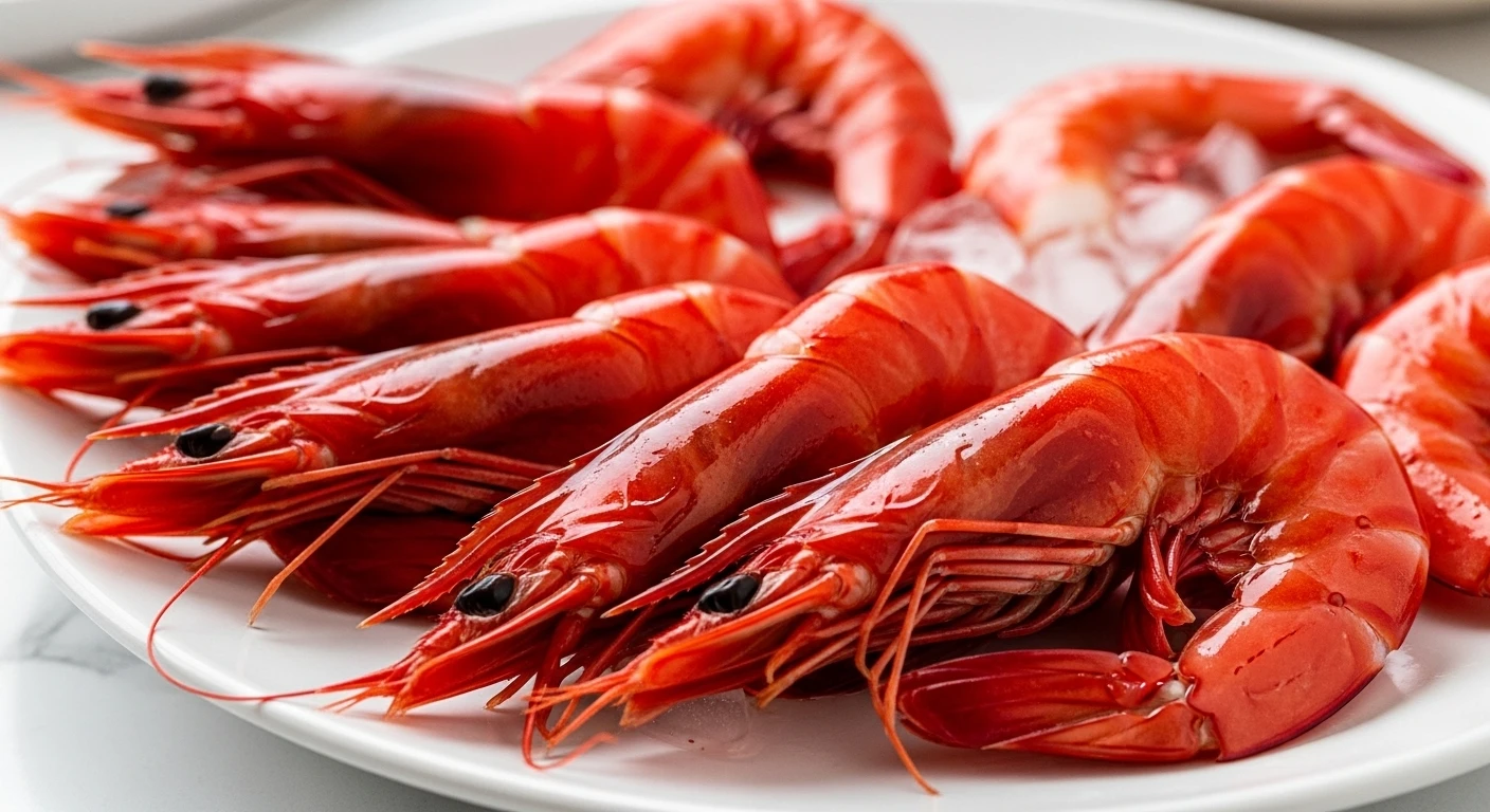 Bright Red Boiled Shrimp