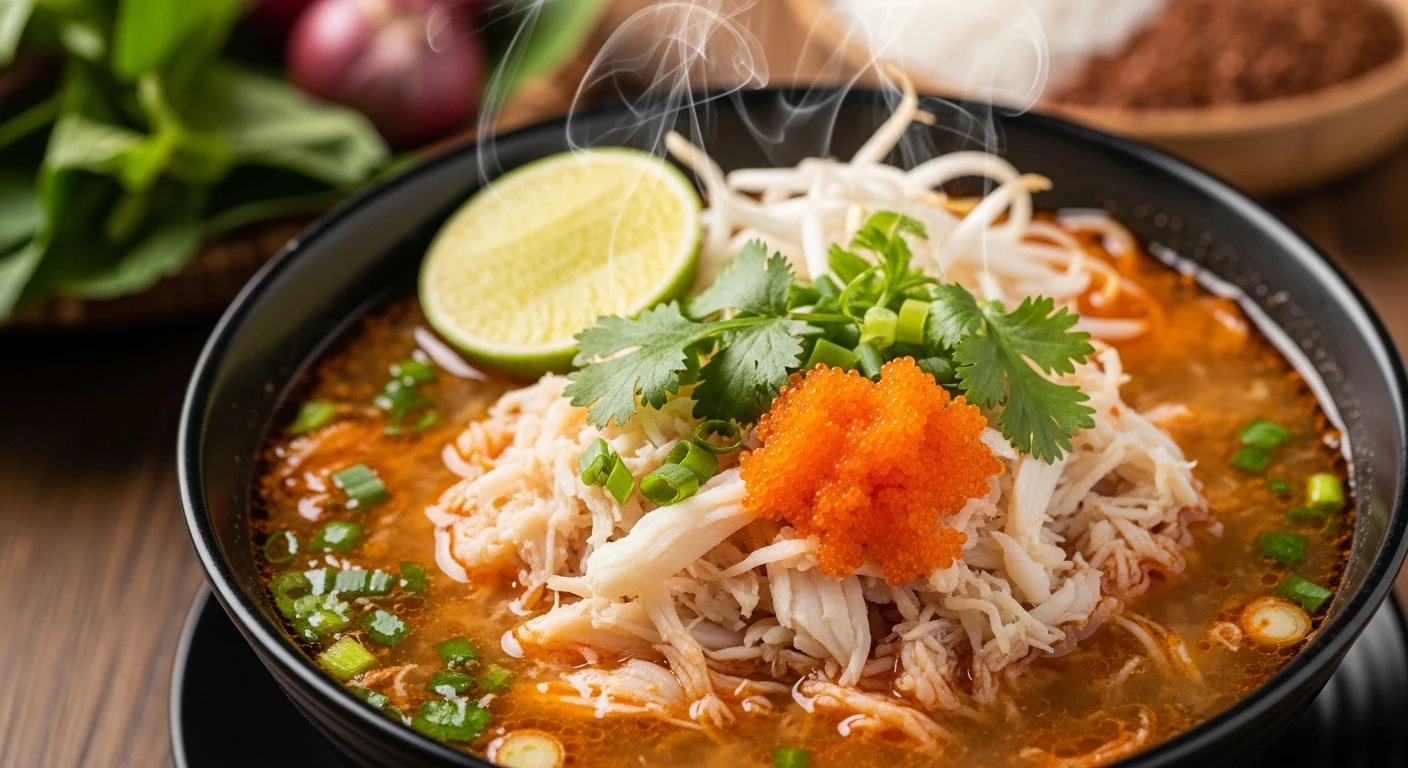 Bát bún cua biển hấp dẫn, nước dùng chua thanh