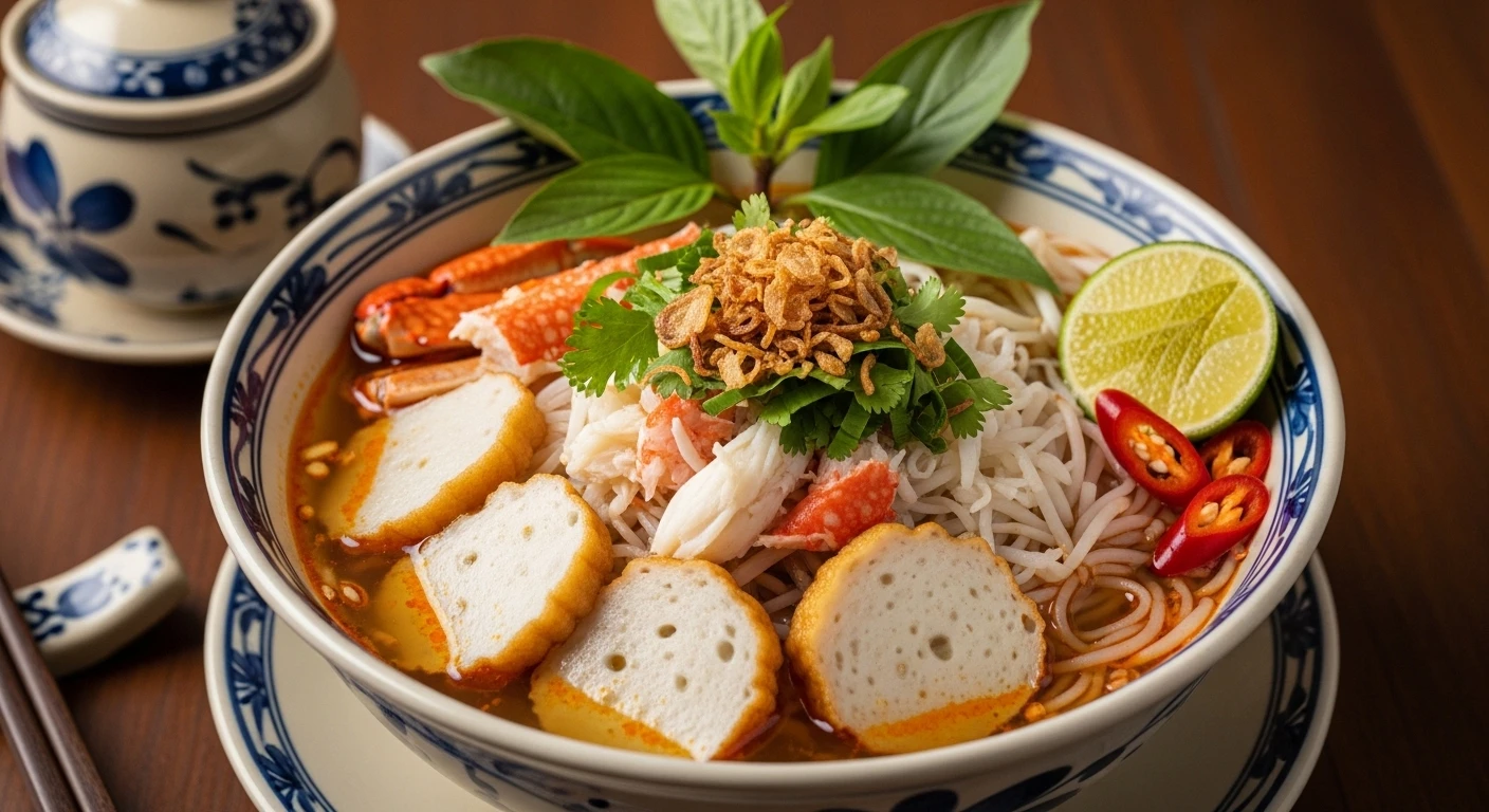 Tô bún ghẹ chả cá hấp dẫn