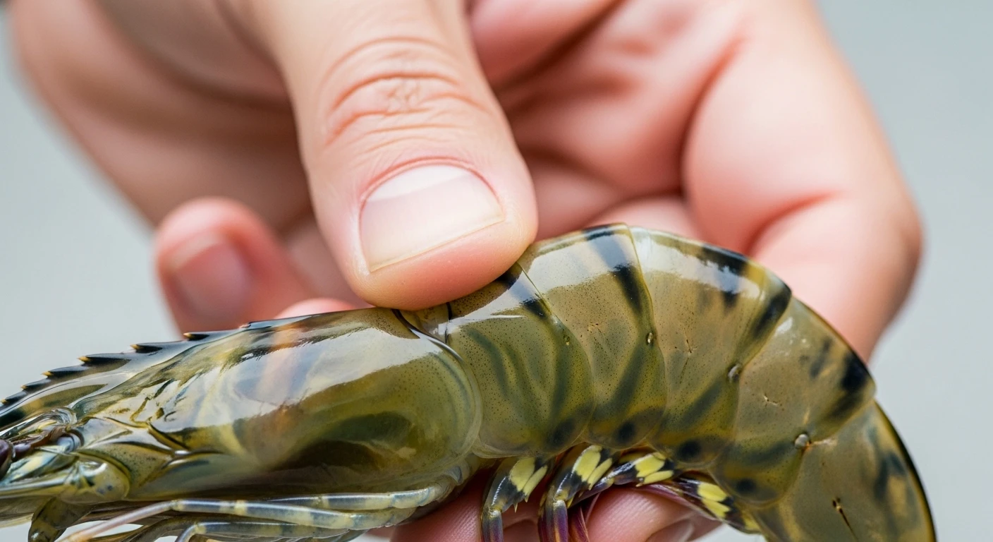 Nắm chặt khớp nối giữa đầu và thân tôm càng xanh