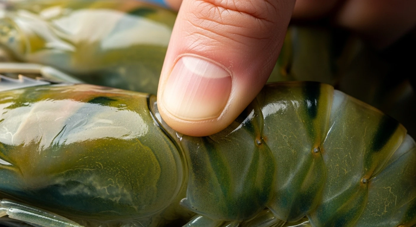 Nhấn dọc sóng lưng tôm càng xanh