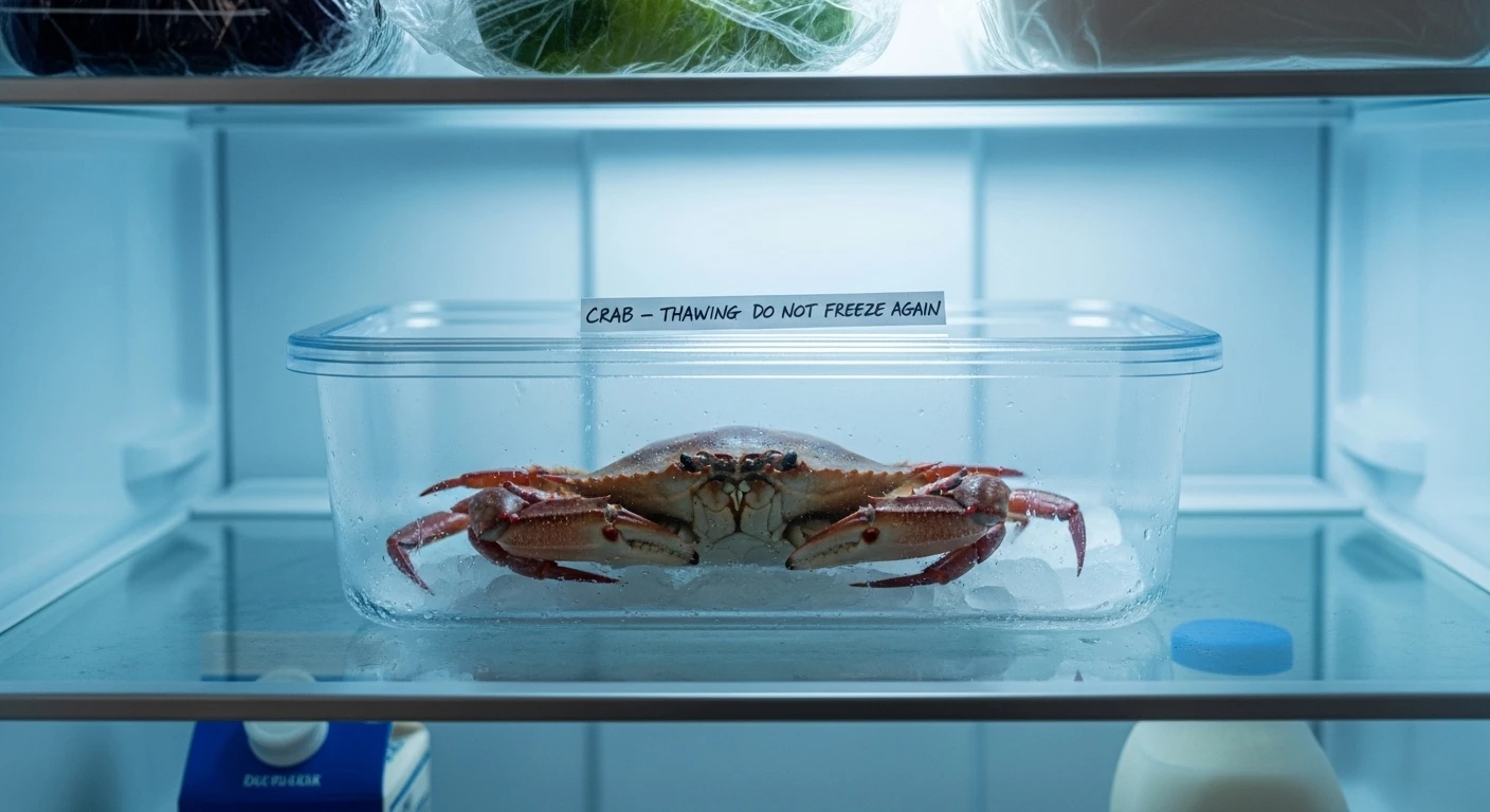 Rã đông cua biển trong ngăn mát tủ lạnh
