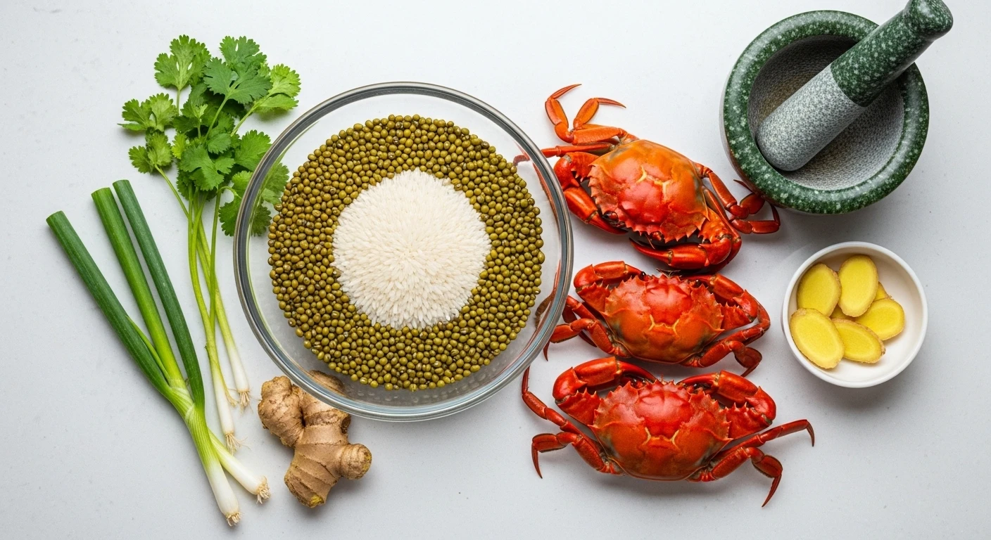 Nguyên liệu nấu cháo cua đậu xanh