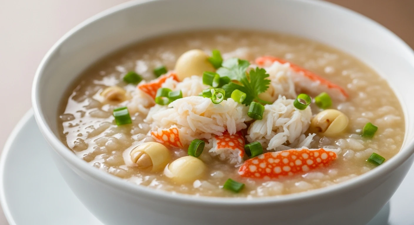 Bát cháo cua hạt sen đã hoàn thành