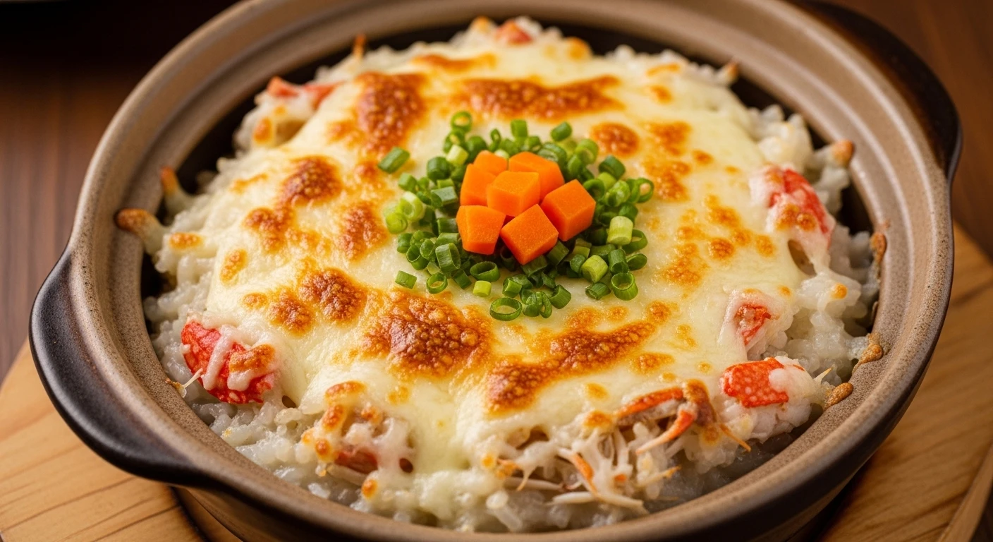 Bát cháo cua phô mai đút lò thơm ngon, hấp dẫn