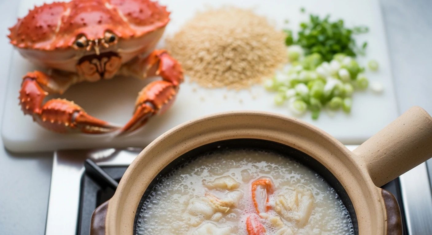 Công đoạn hầm cháo đầu tôm hùm trong nồi đất