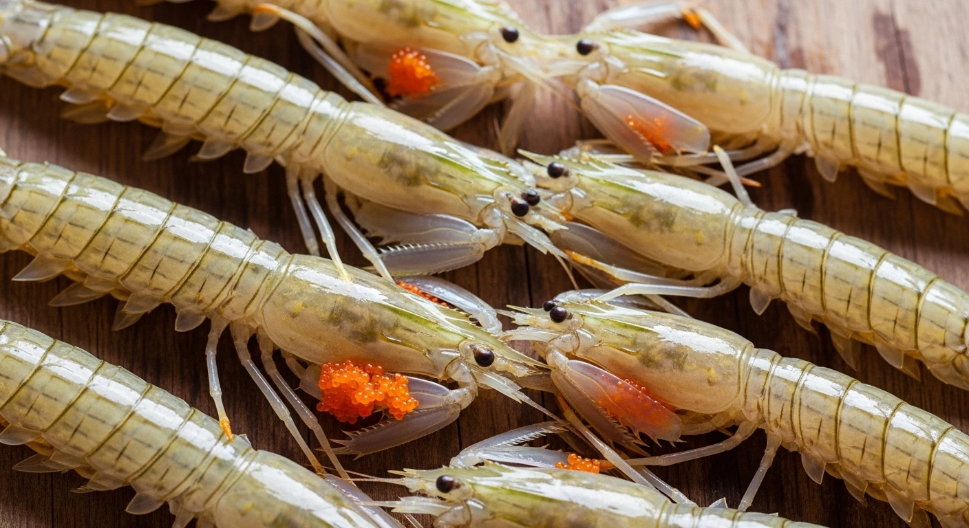 Tôm tít tươi ngon với gạch son vàng óng