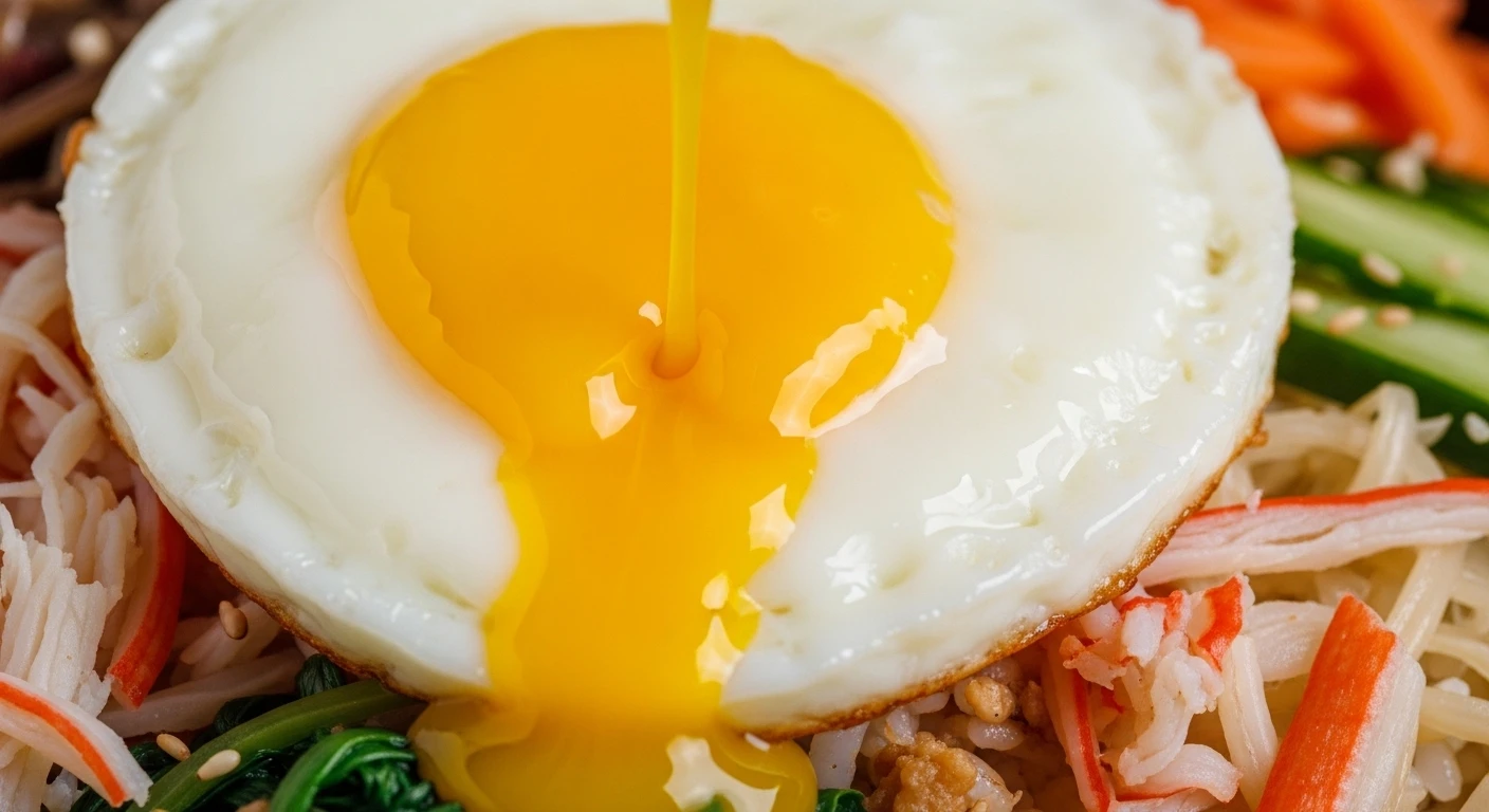 Cơm trộn cua trộn với trứng lòng đào béo ngậy