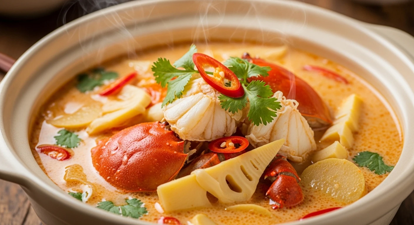 Sentinel Crab Hotpot with Sour Bamboo Shoots and Coconut Milk