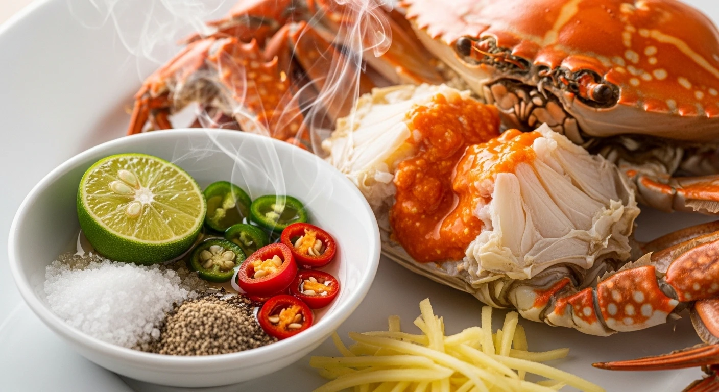 Đĩa cua Cà Mau hấp chín với muối tiêu chanh hấp dẫn