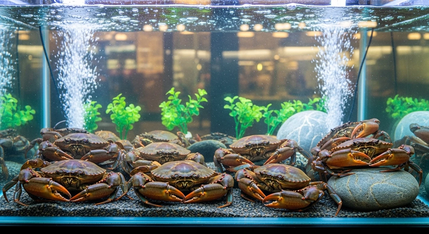 Cua Cà Mau được trưng bày đẹp mắt tại một nhà hàng cao cấp