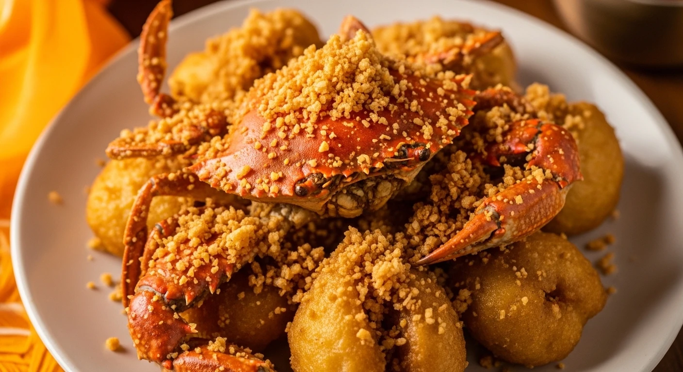 Đĩa Cua Cháy Tỏi vàng ươm hấp dẫn