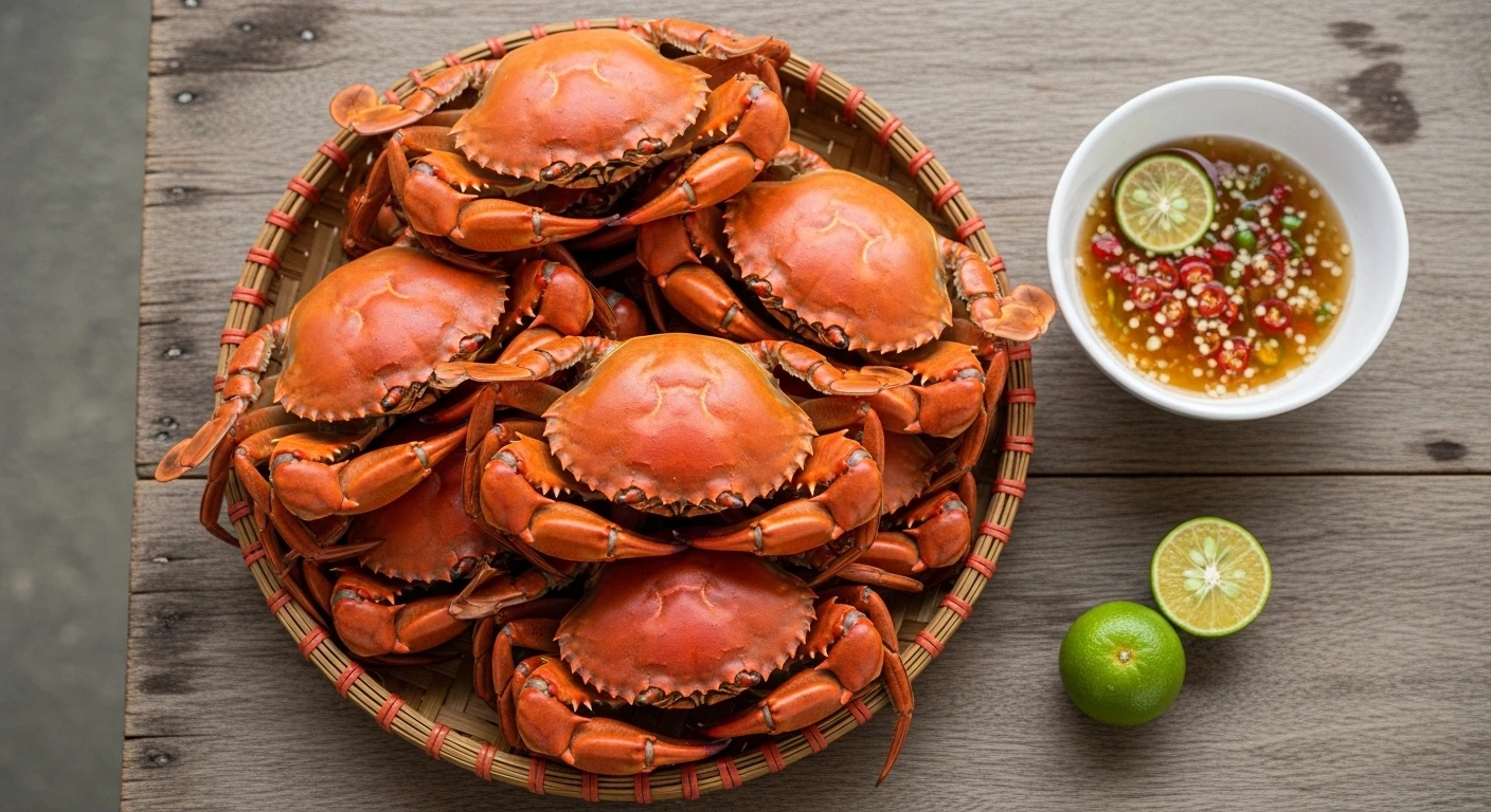 Cua dẹt Cù Lao Chàm hấp chín đỏ