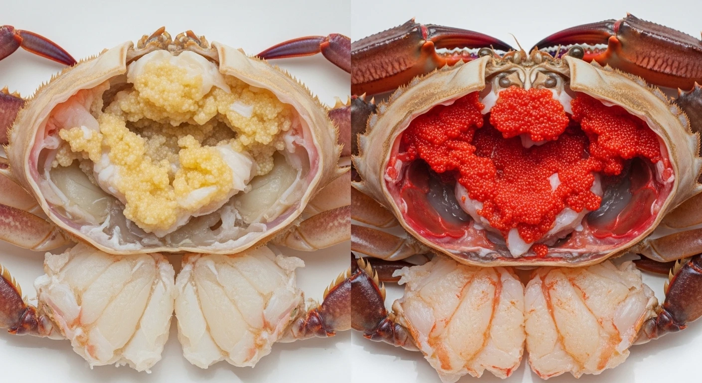 So sánh gạch cua Nauy vàng nhạt và gạch cua Cà Mau đỏ son