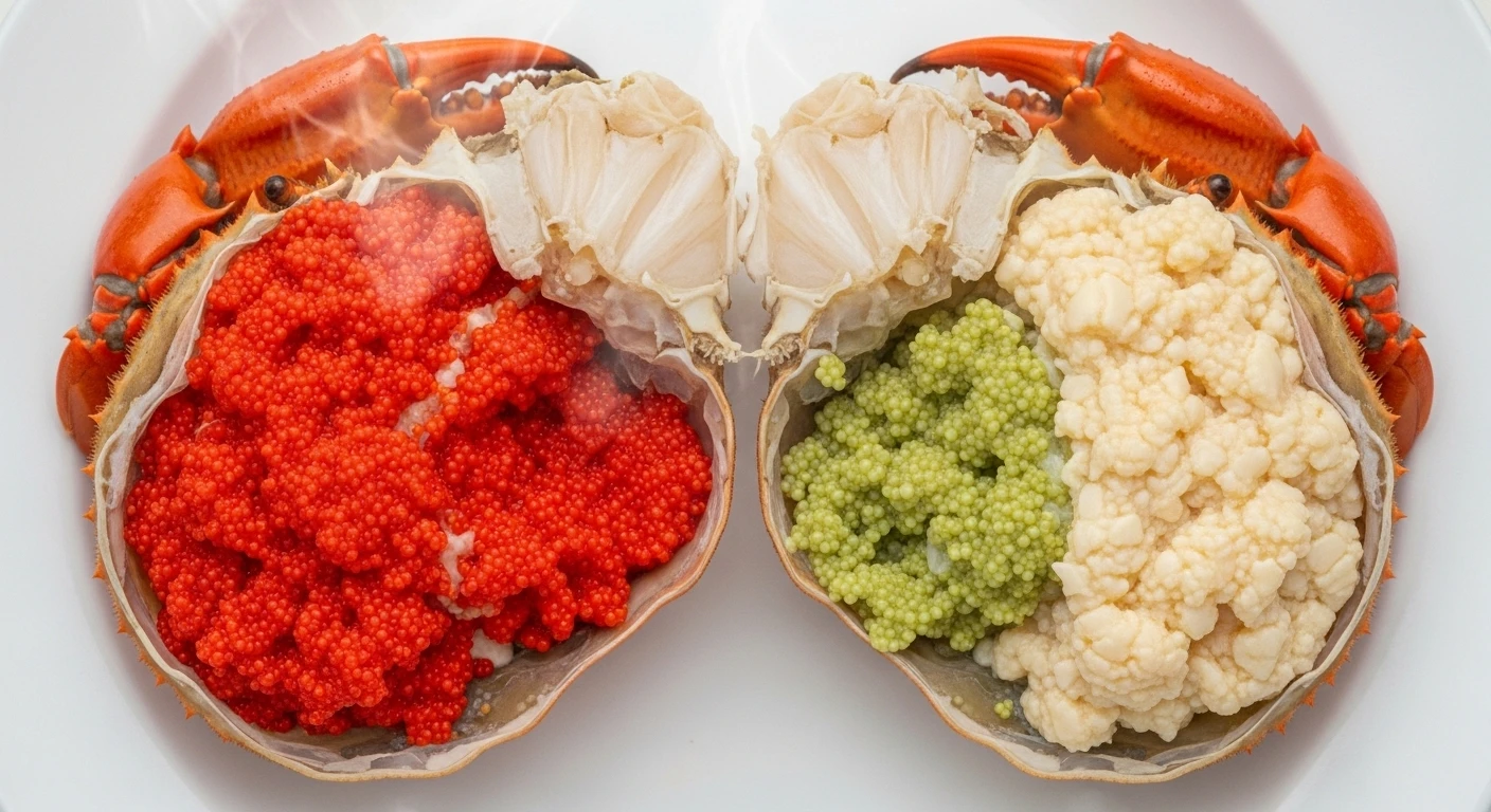 So sánh cua gạch son đỏ au và cua gạch xanh ngà đã hấp chín