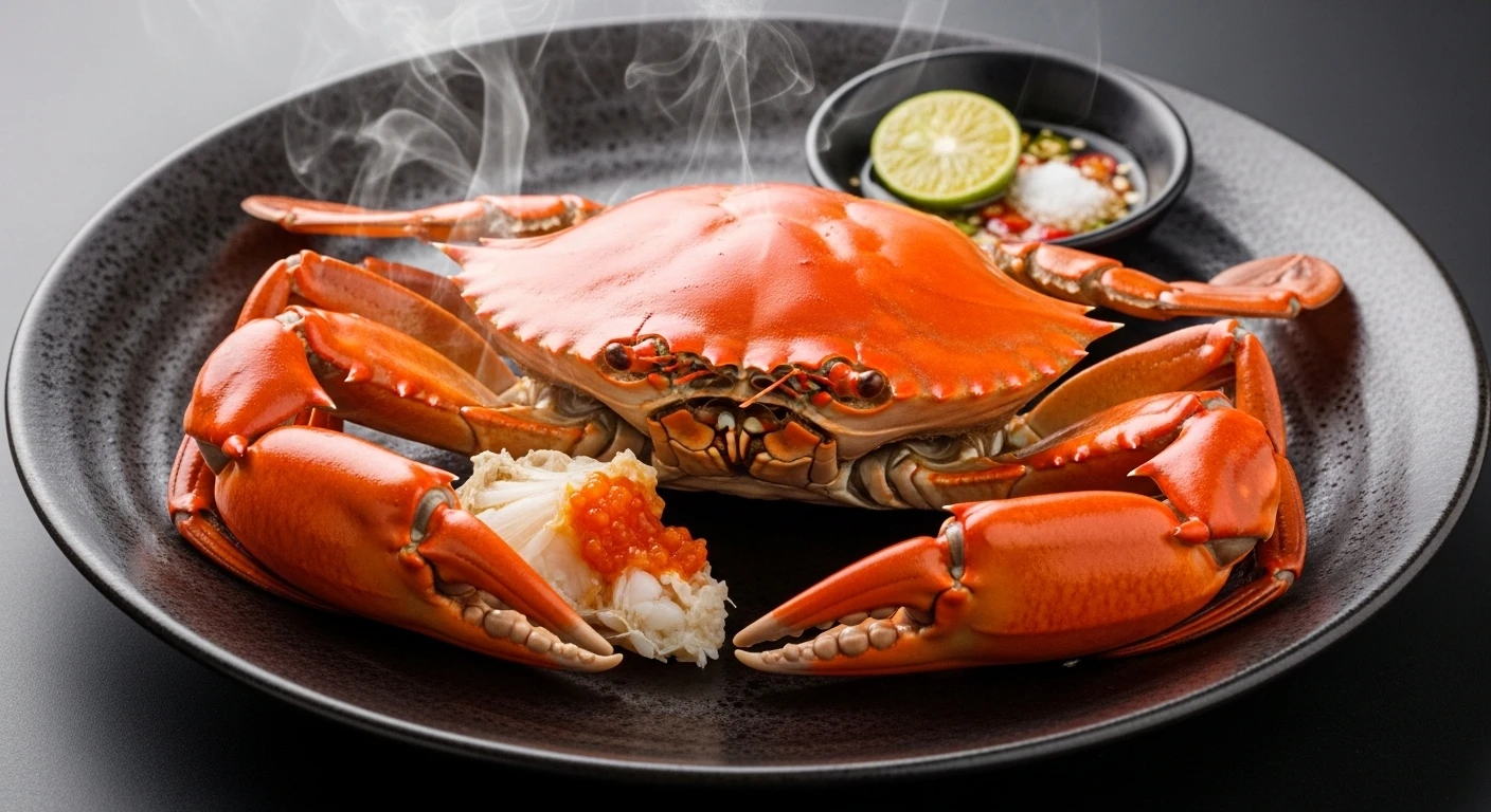 Đĩa cua hấp bia gừng sả thành phẩm đẹp mắt