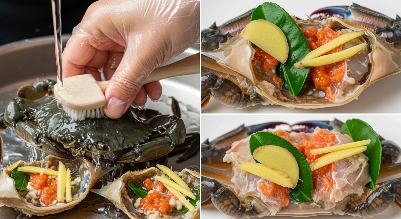 Cận cảnh sơ chế cua biển tươi sống