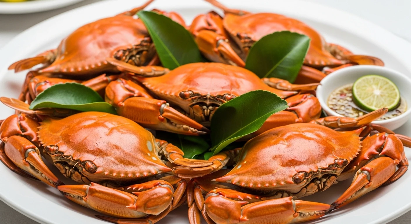 Trình bày món cua hấp lá chanh đẹp mắt