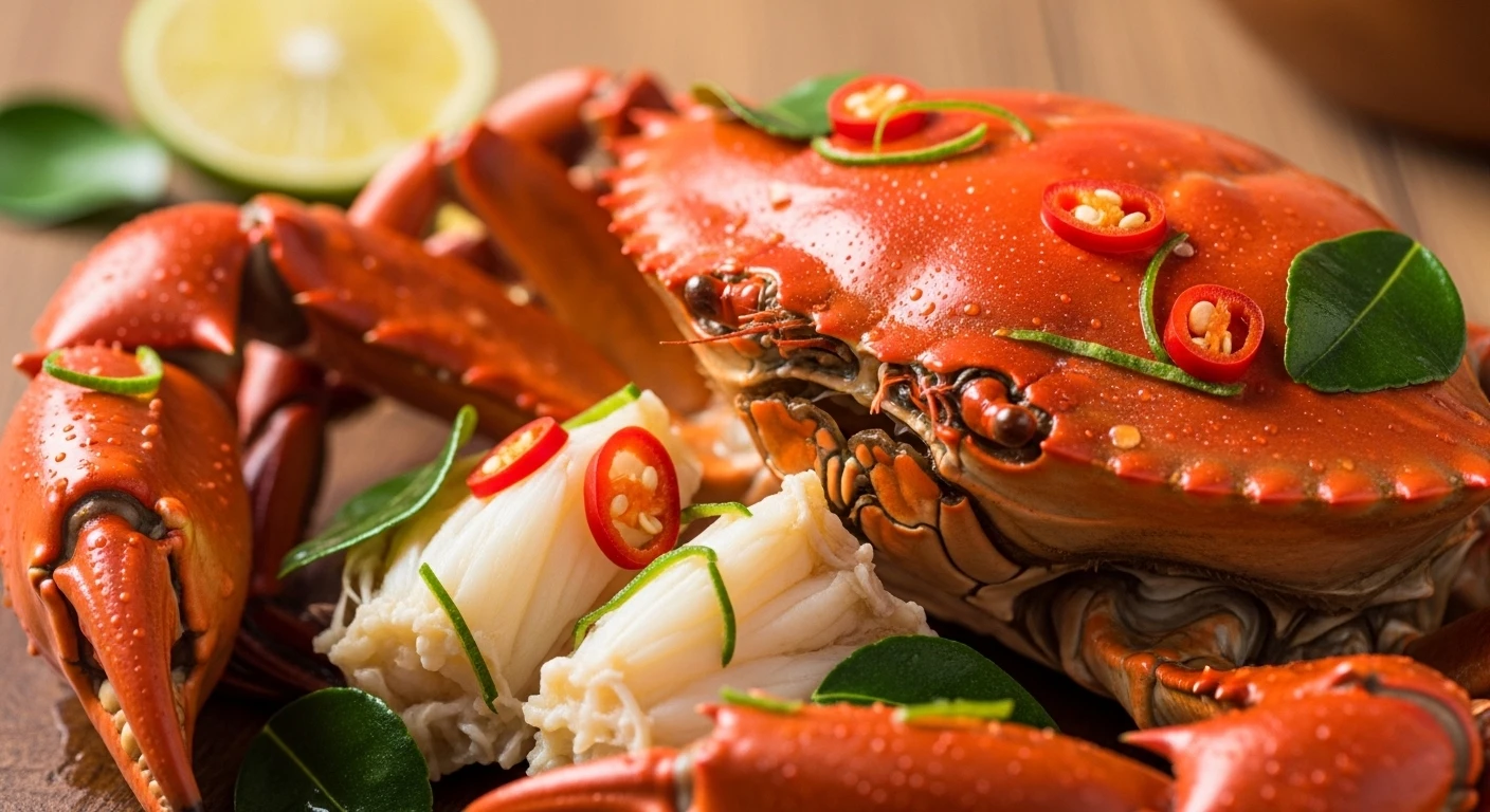 Cua hấp mắm nhĩ lá chanh thơm ngon