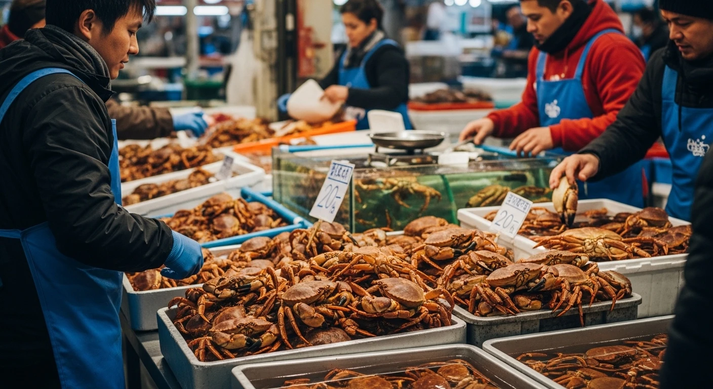 Cua nâu Ireland được bày bán tại một khu chợ