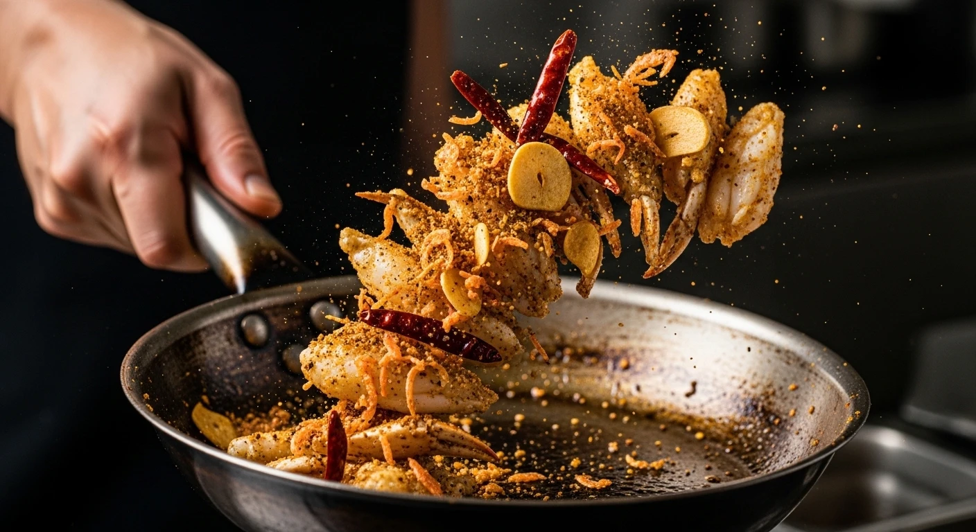 Rang cua với gia vị tỏi ớt tôm khô