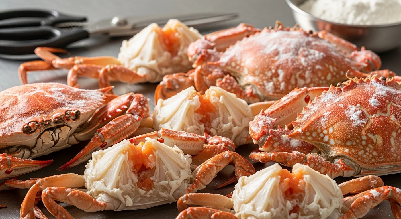 Sơ chế cua cho món cua rang muối tôm khô