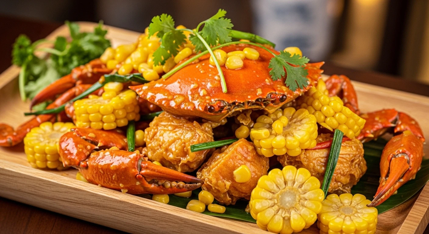 Cua Xào Bơ Tỏi Bắp Ngọt hấp dẫn