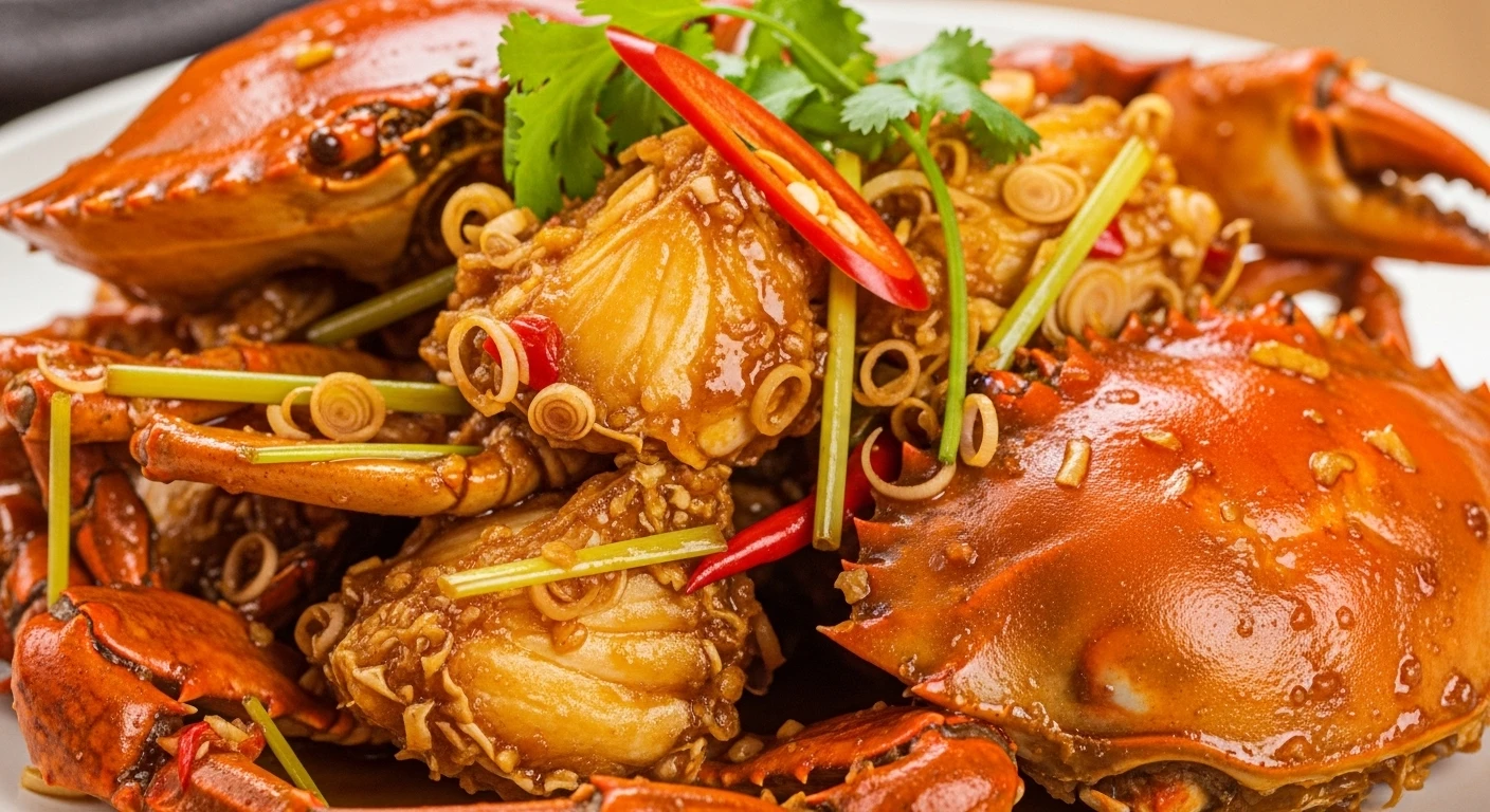 Đĩa cua xào sả ớt hấp dẫn với màu sắc bắt mắt