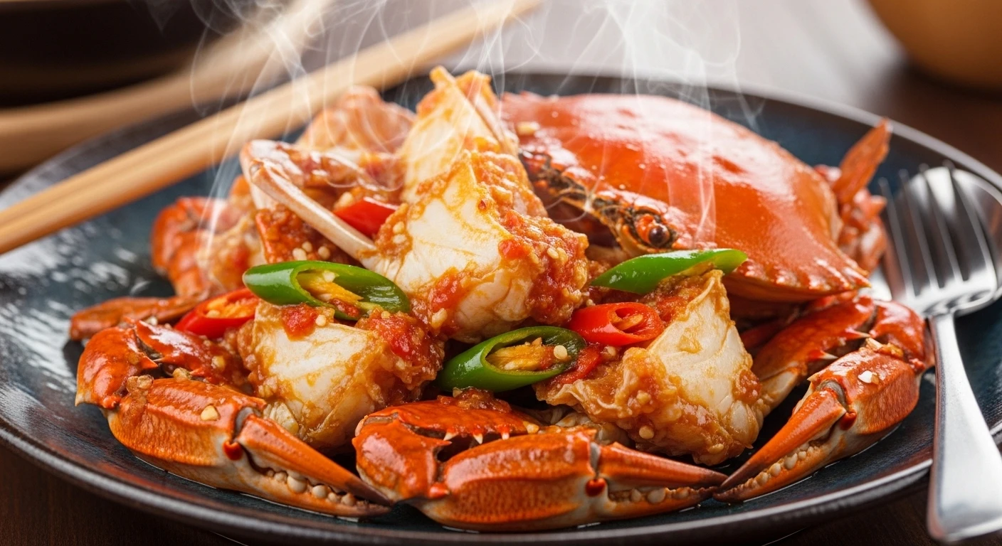 Đĩa Cua Xào Sa Tế nóng hổi, hấp dẫn