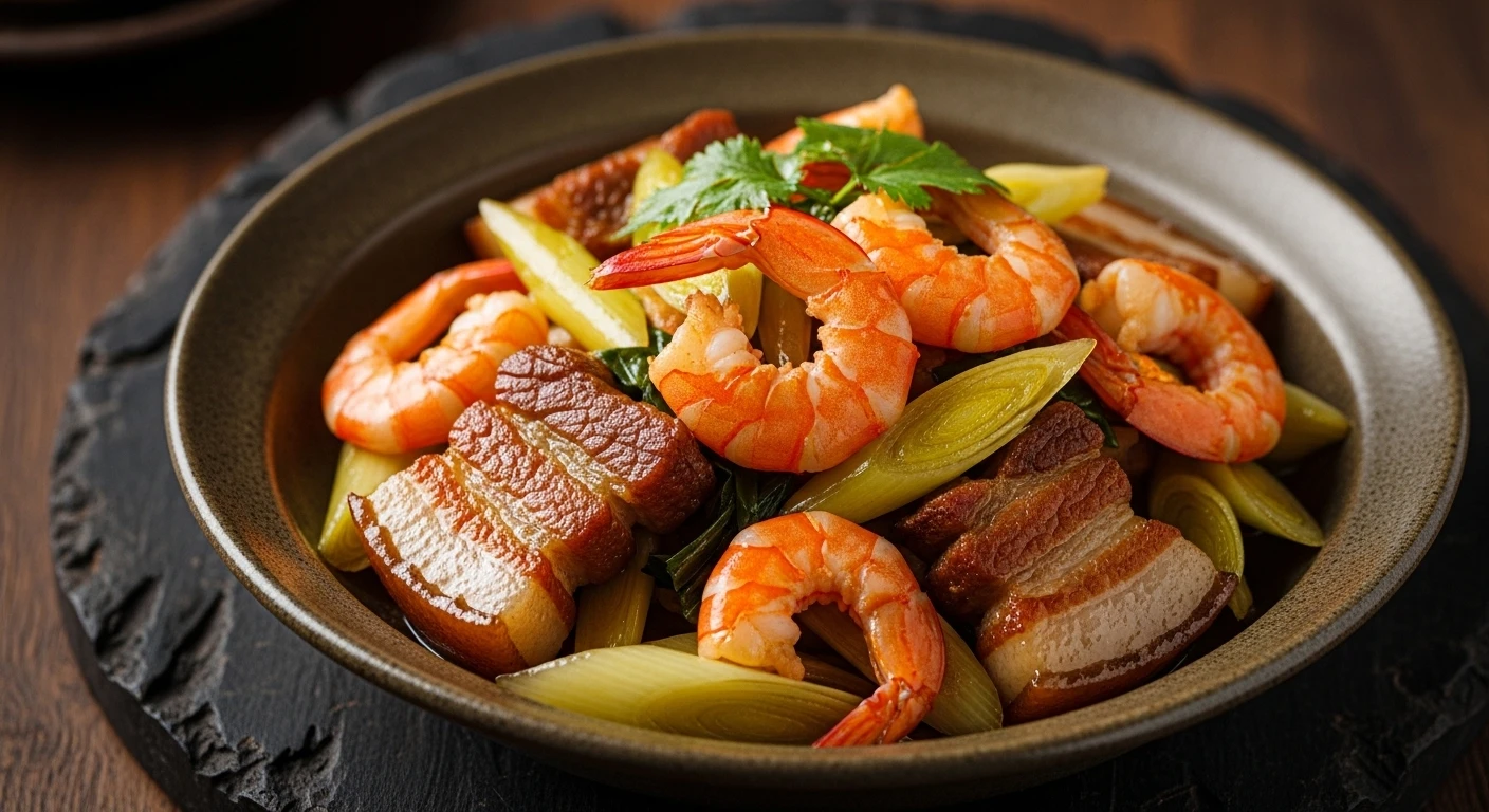 Dried Shrimp Braised with Pickled Leeks and Pork