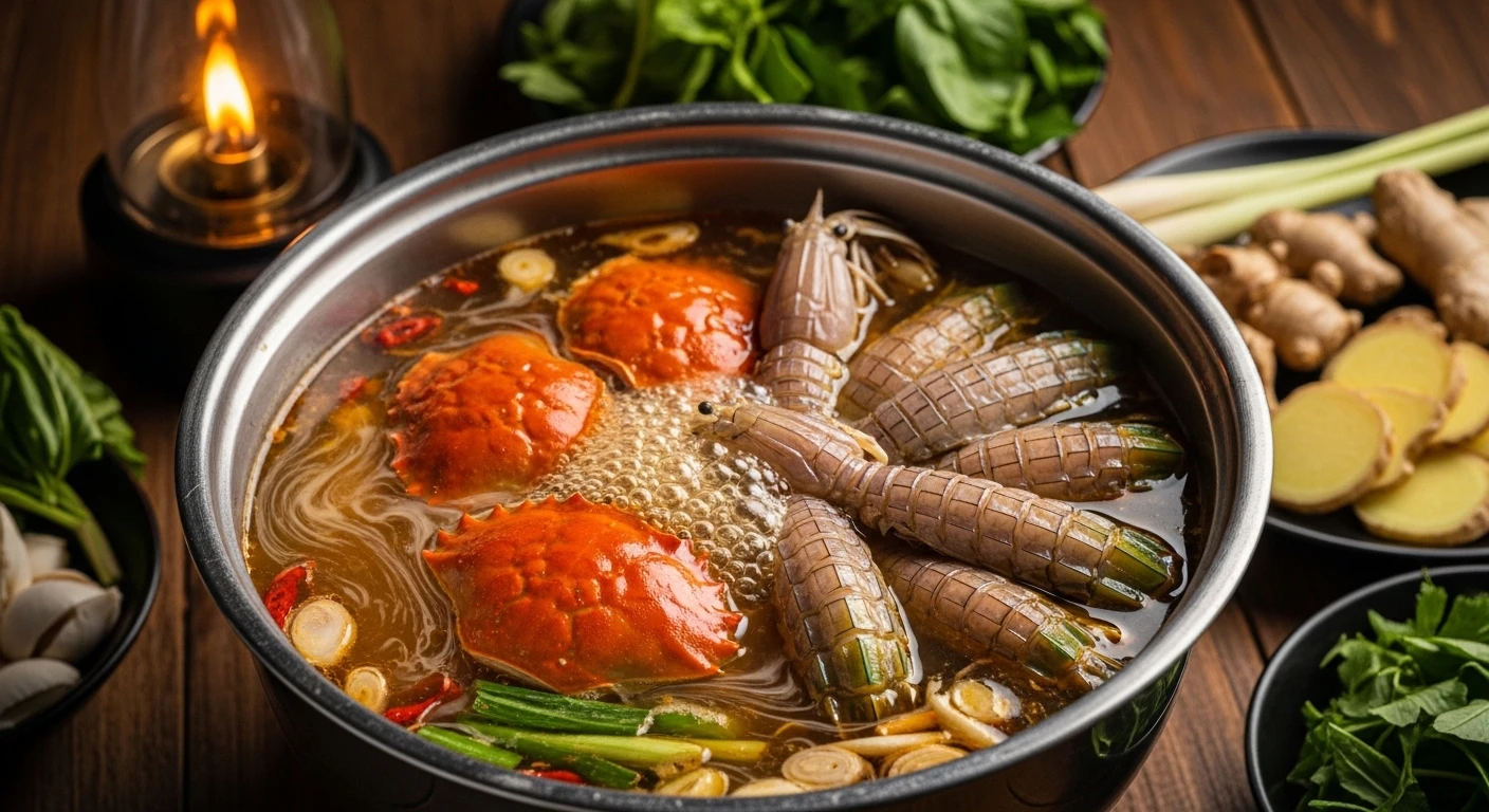 Field Crab Hotpot with Mantis Shrimp