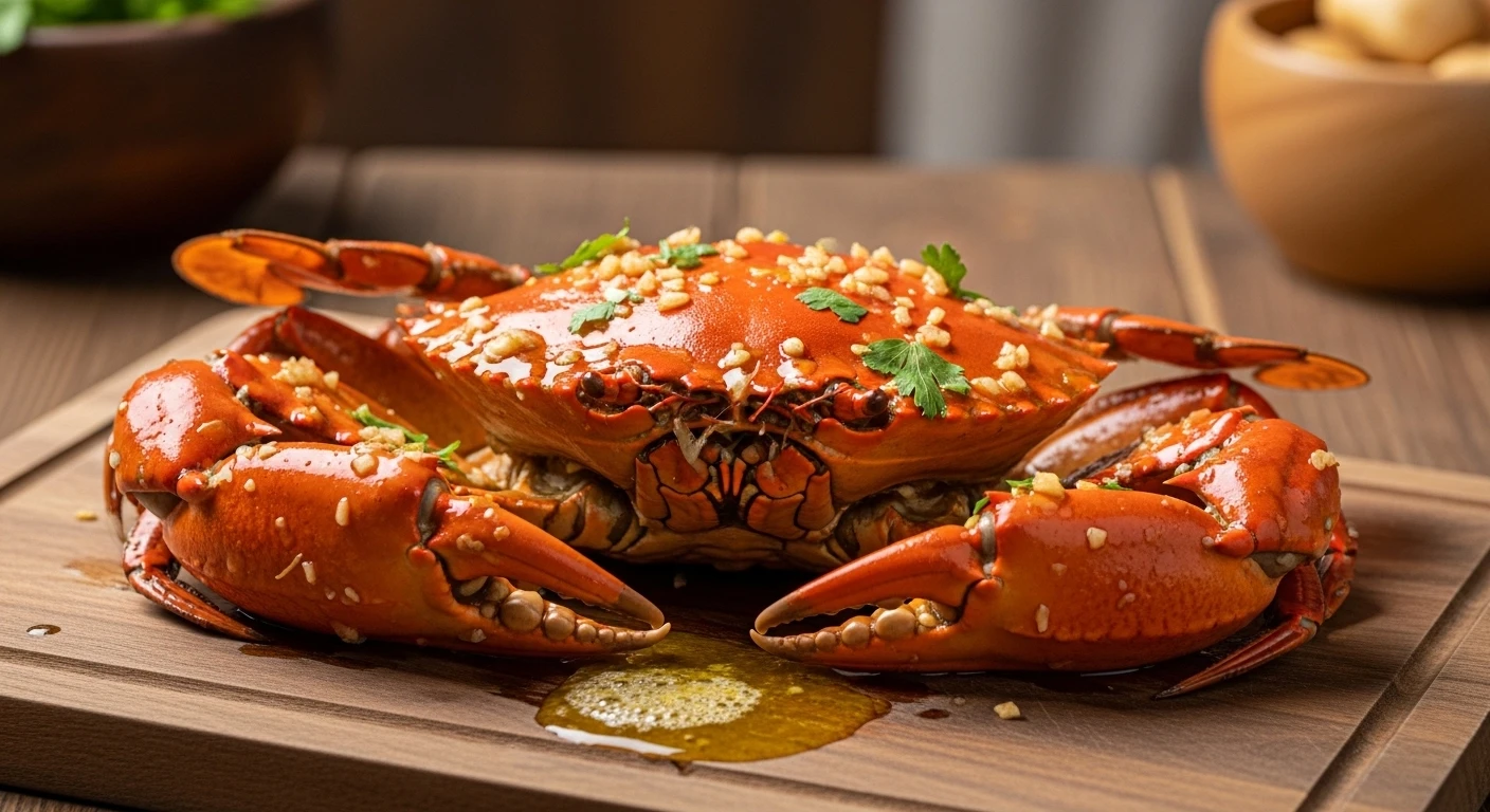 Whole Mud Crab baked in Garlic Butter