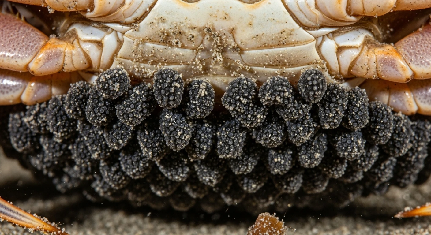 Cận cảnh trứng ghẹ cái bên ngoài yếm