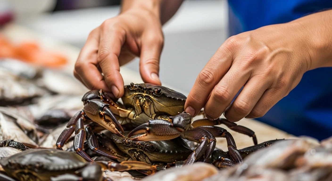 Chọn ghẹ tươi sống tại chợ