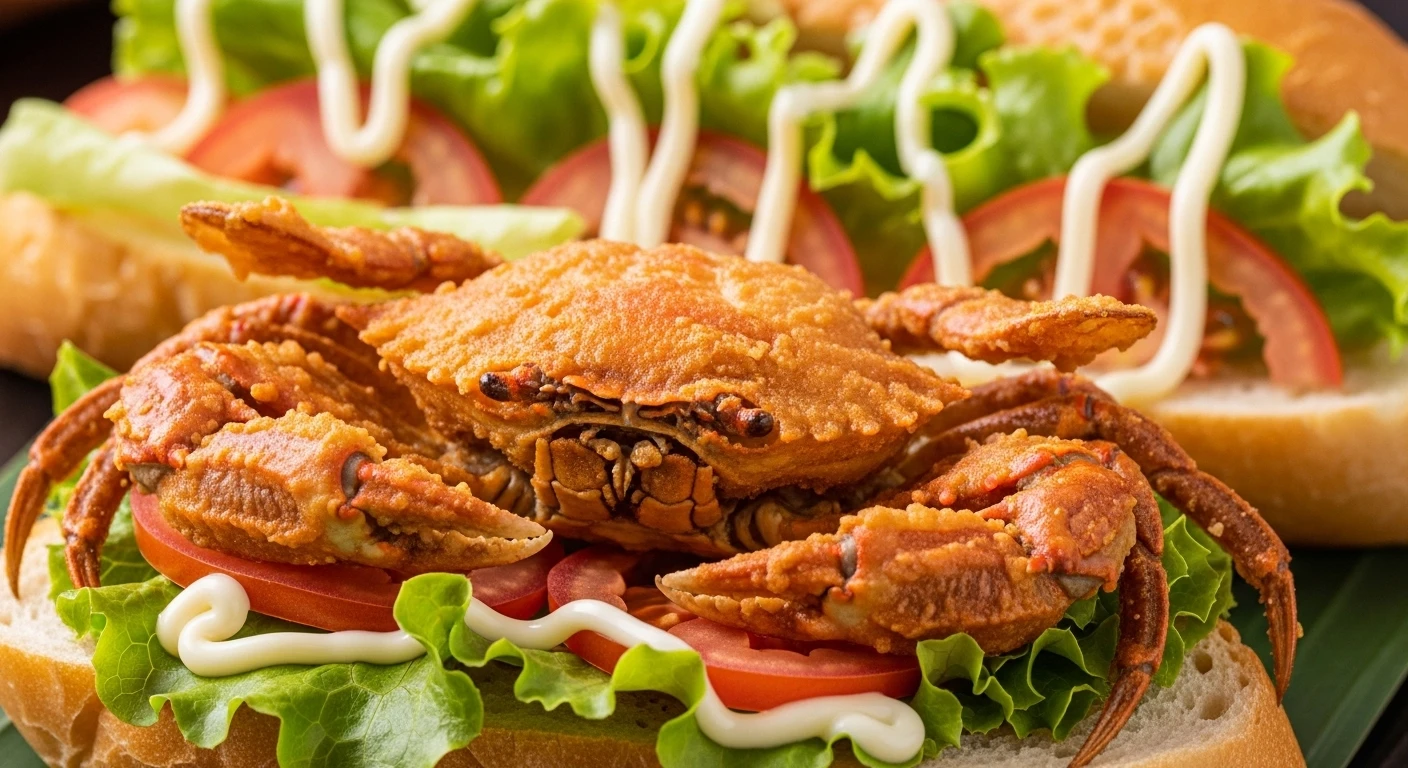 Ghẹ Lột Chiên Giòn Kẹp Bánh Mì - Món Ăn Hấp Dẫn