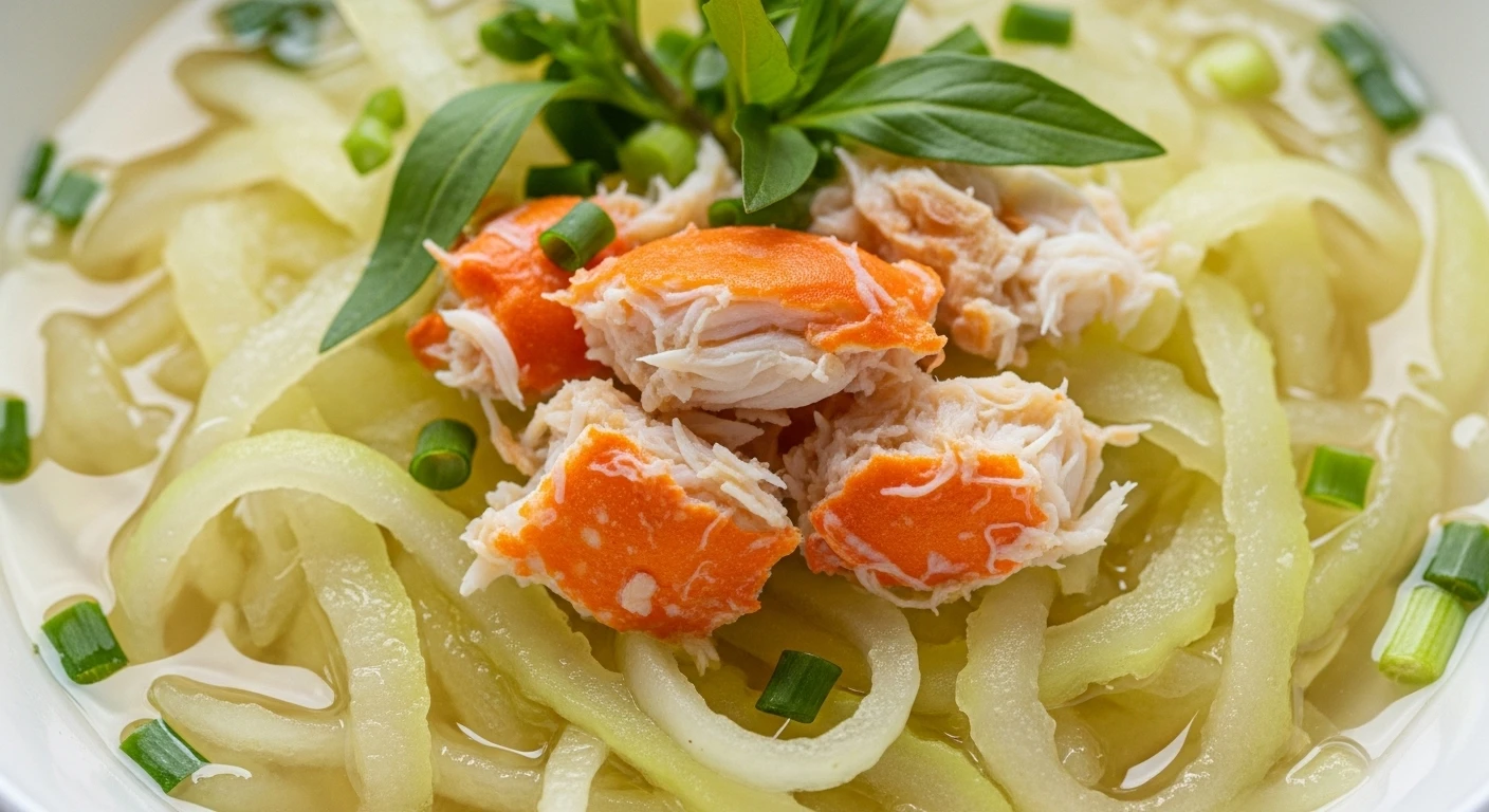 Bầu bào sợi mềm ngọt quyện cùng thịt ghẹ tươi ngon