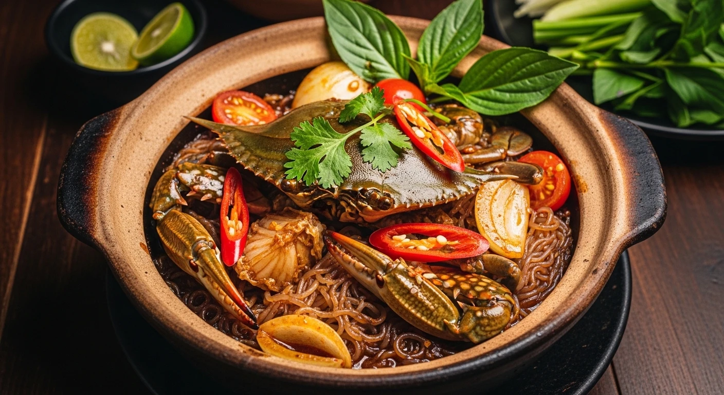 Ghẹ Xanh Om Miến Tương Đen Kiểu Thái TomYum